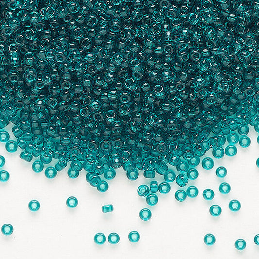 Miyuki Round Seed Beads 11/0 Transparent Teal (2405)