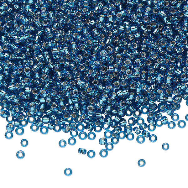 Miyuki Round Seed Bead 11/0 Transparent Silver-Lined Capri Blue (25)