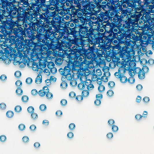 Miyuki Round Seed Beads 11/0 Translucent Rainbow Capri Blue (291)