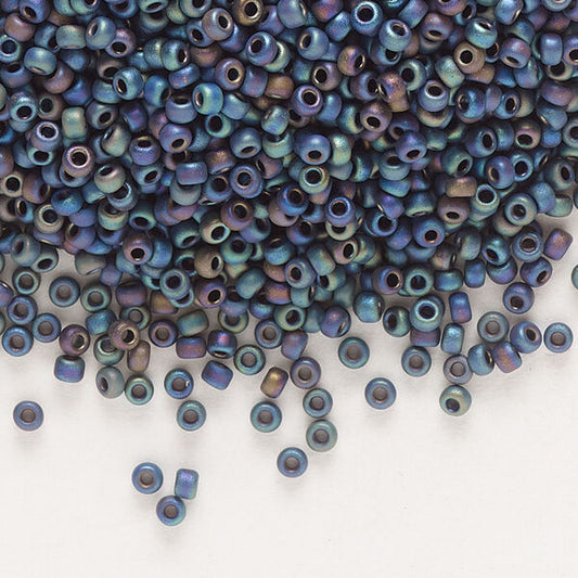 Miyuki Round Seed Beads 11/0 Opaque Matte Rainbow Black (401FR)